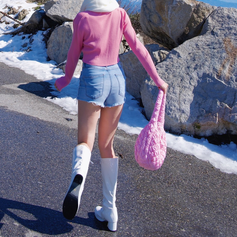Frankie's Bikinis Pink Quilted Bag